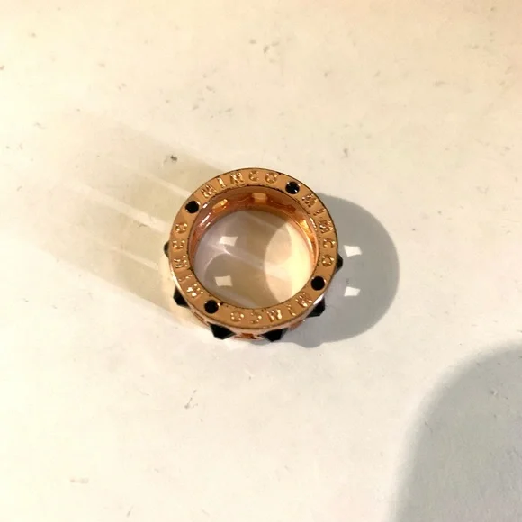 MIMCO Rose Gold Toned Black Studded Ring - Picture 5 of 6